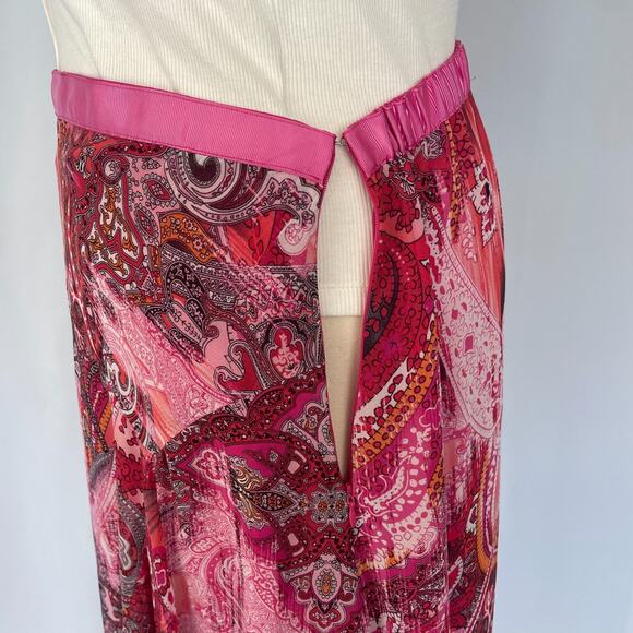 Y2K Midi Skirt Size XL Pink Red Boho Paisley Asymmetric Whimsical Fairy Feminine - Picture 9 of 15